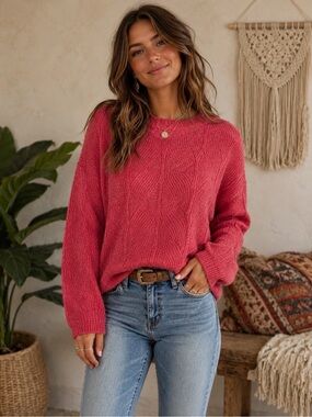 Anthropologie Cable Knit Crewneck Sweater Size XS